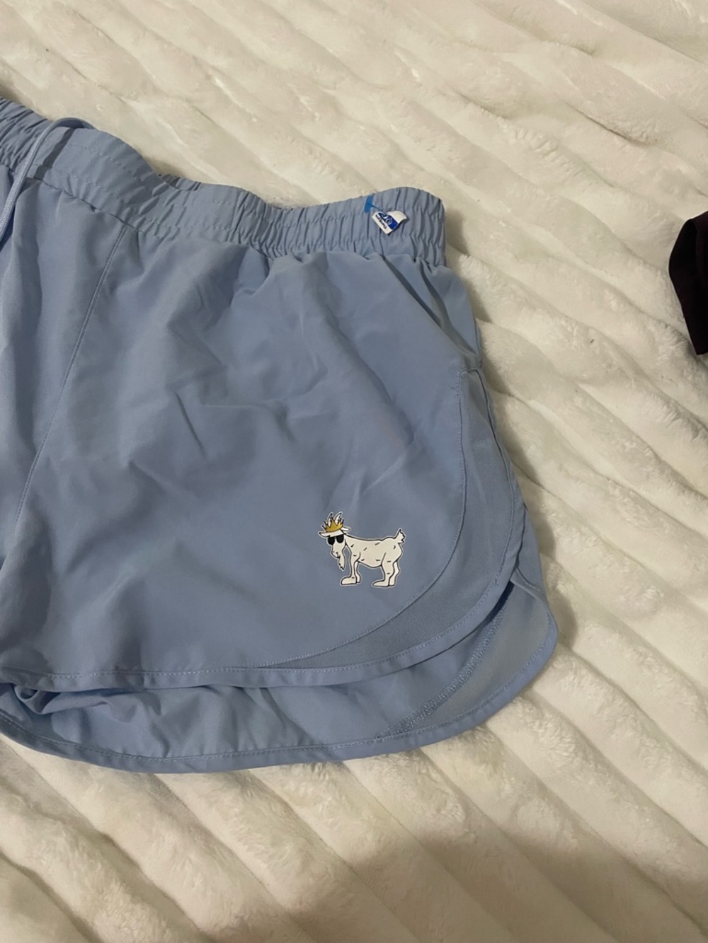 Light Blue Women's Athletic Shorts with Goat Logo - Picture 9 of 13